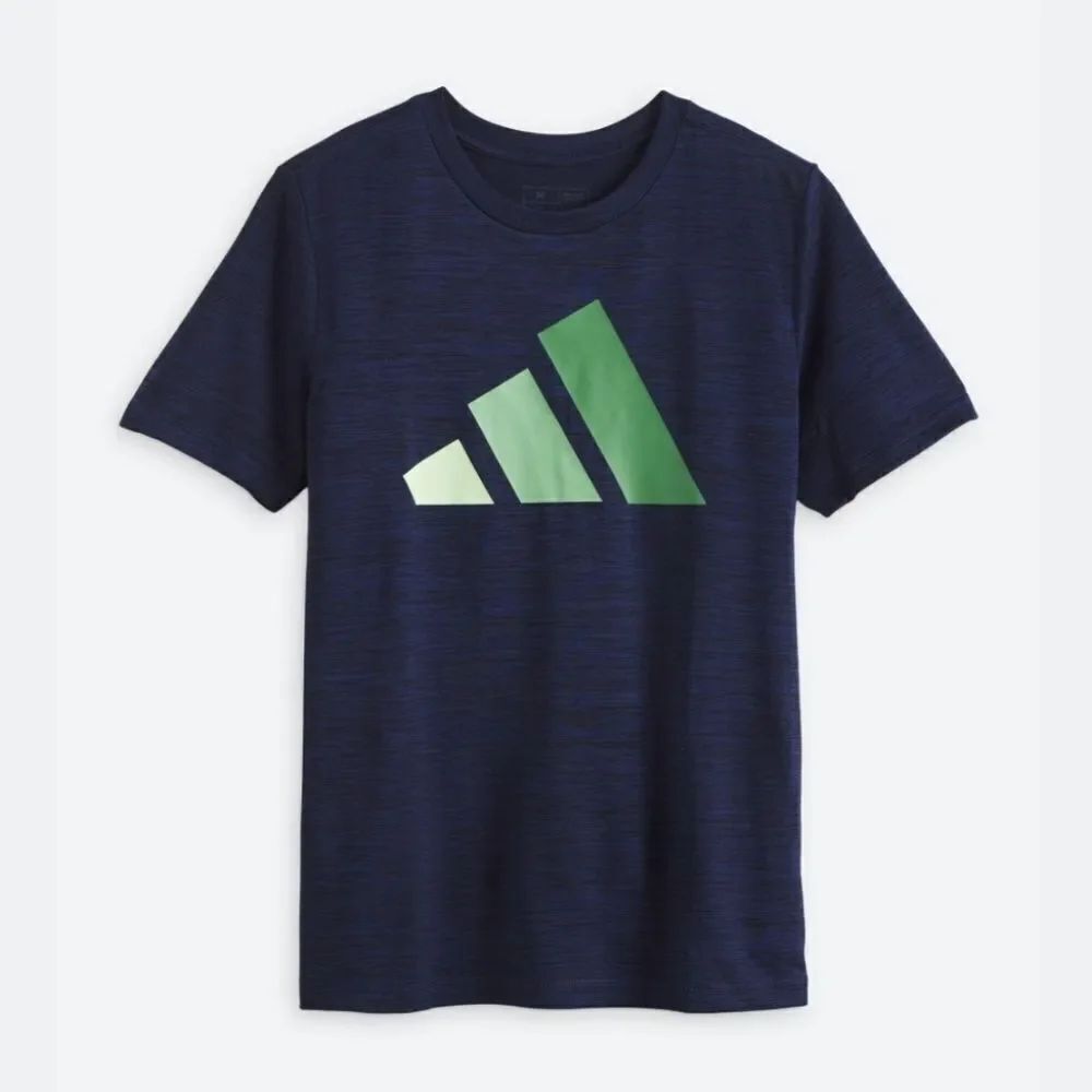 Kids Adidas Blue Green Short Sleeve Logo Tee Boys Medium